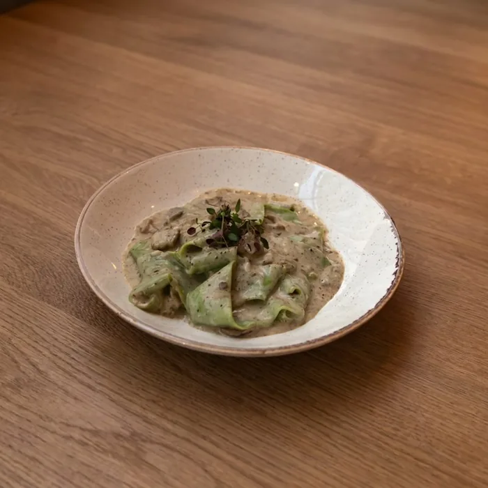 Mushroom paccheri — before